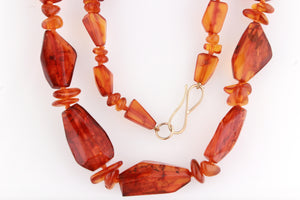 RETRO BALTIC AMBER NECKLACE 9ct GOLD