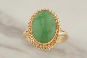 VINTAGE ESTATE 1993 JADE RING 9ct YELLOW GOLD