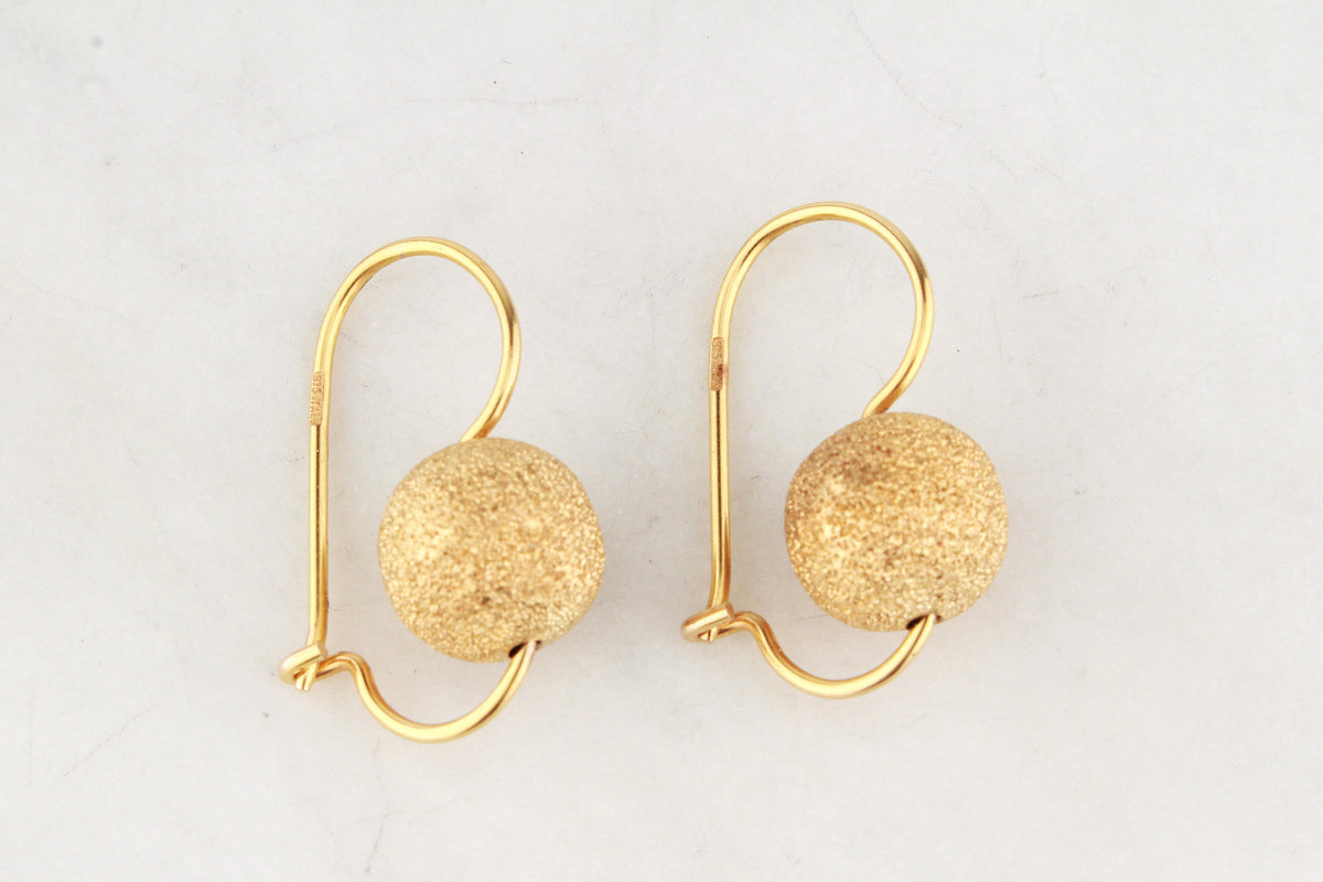 VINTAGE ITALIAN EURO BALL EARRINGS 9ct GOLD