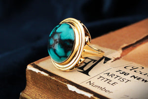 VINTAGE c1940’s TURQUOISE RING 18ct GOLD