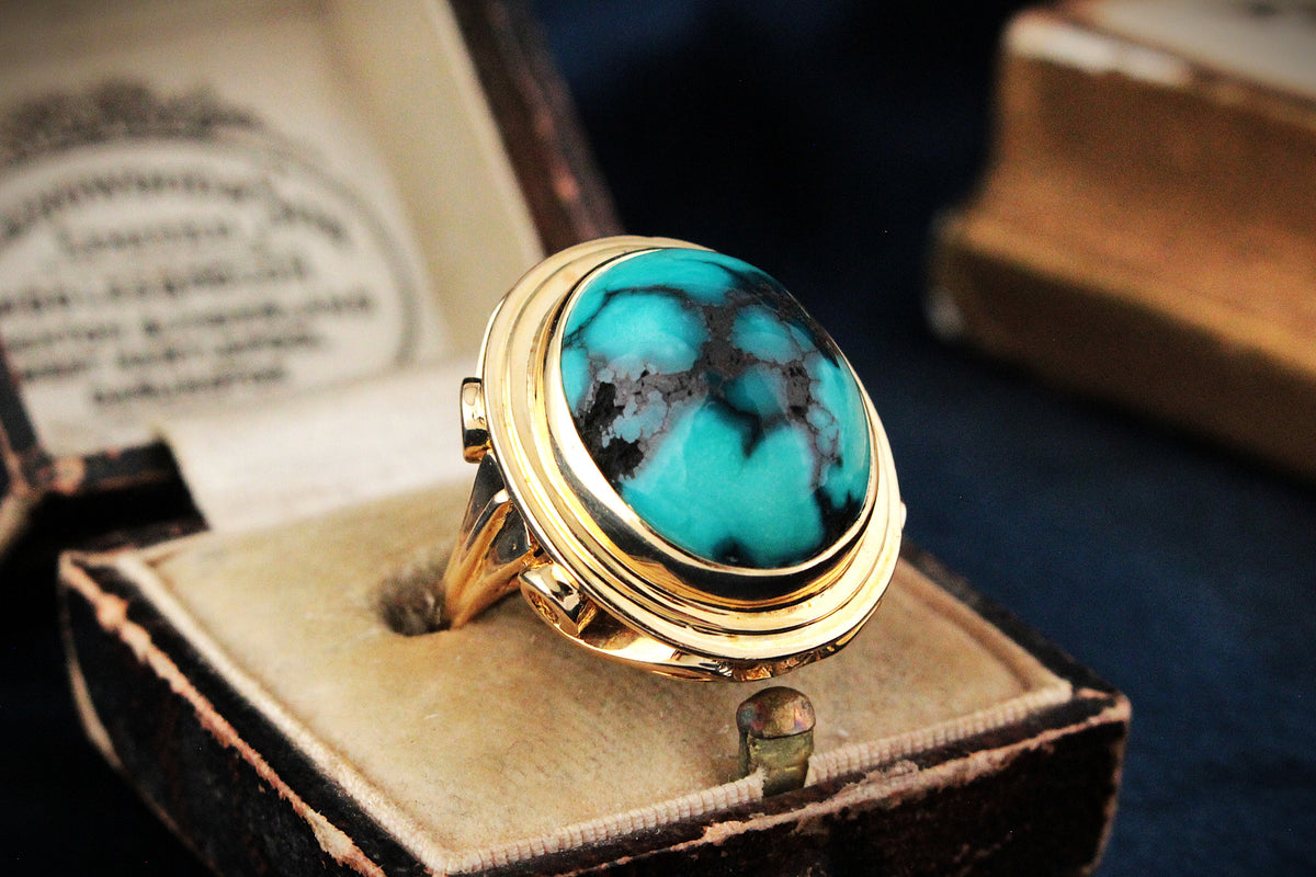 VINTAGE c1940’s TURQUOISE RING 18ct GOLD