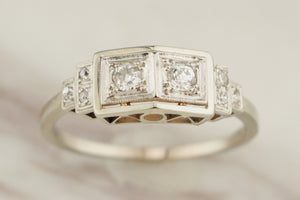 ANTIQUE ART DECO c1920 DIAMOND RING 18ct WHITE GOLD