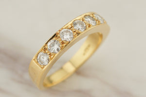 VINTAGE ESTATE .70ct SEVEN STONE DIAMOND HALF HOOP 18ct YELLOW GOLD