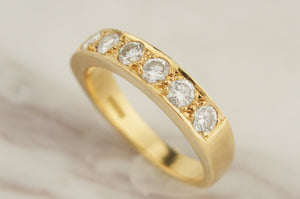 VINTAGE ESTATE .70ct SEVEN STONE DIAMOND HALF HOOP 18ct YELLOW GOLD