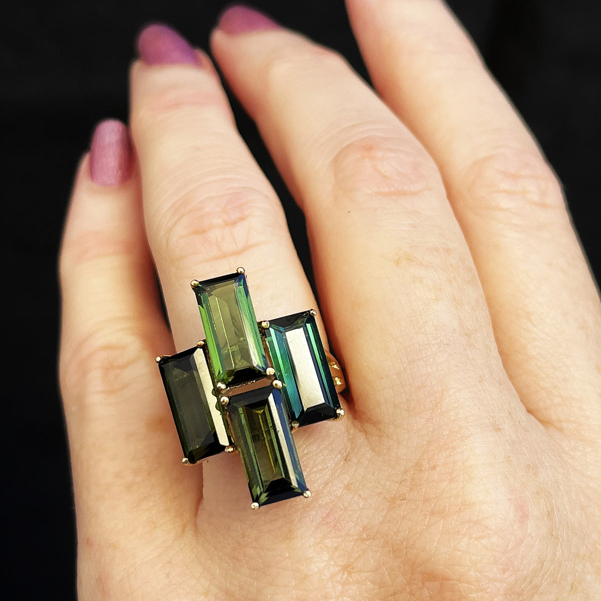 RETRO 8.40ct TOURMALINE COCKTAIL RING 9ct GOLD