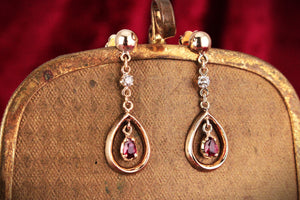 VINTAGE RUBY & DIAMOND EARRINGS 18ct GOLD