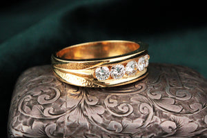 CONTEMPORARY FRENCH .85ct FIVE STONE DIAMOND RING
