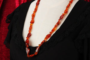 RETRO BALTIC AMBER NECKLACE 9ct GOLD