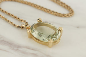 CONTEMPORARY 24.27ct PRASIOLITE PENDANT 14ct YELLOW GOLD