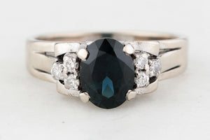 VINTAGE c1940/50 SAPPHIRE & DIAMOND RING 14ct GOLD