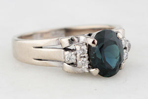 VINTAGE c1940/50 SAPPHIRE & DIAMOND RING 14ct GOLD