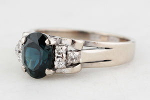 VINTAGE c1940/50 SAPPHIRE & DIAMOND RING 14ct GOLD