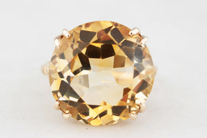 VINTAGE MID-CENTURY 13ct CITRINE RING 9ct GOLD