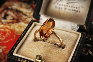 ANTIQUE EDWARDIAN CITRINE RING 9ct GOLD