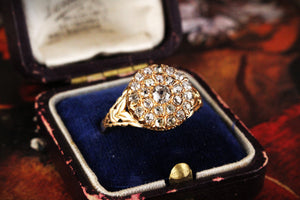 ANTIQUE VICTORIAN 1889 DIAMOND CLUSTER RING 18ct GOLD