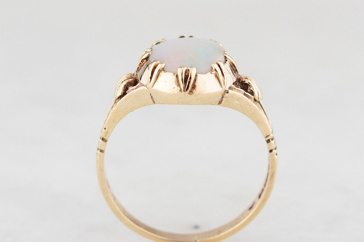 VINTAGE SOLID OPAL RING 9ct GOLD