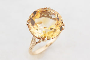 VINTAGE MID-CENTURY 13ct CITRINE RING 9ct GOLD