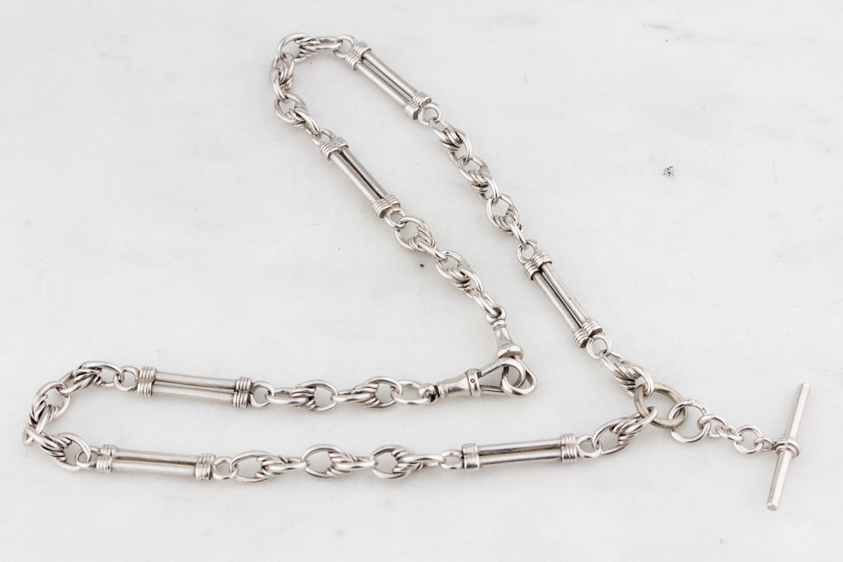 ANTIQUE VICTORIAN STERLING SILVER ALBERT CHAIN