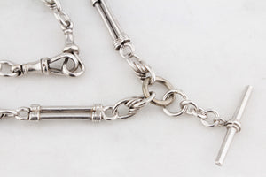 ANTIQUE VICTORIAN STERLING SILVER ALBERT CHAIN
