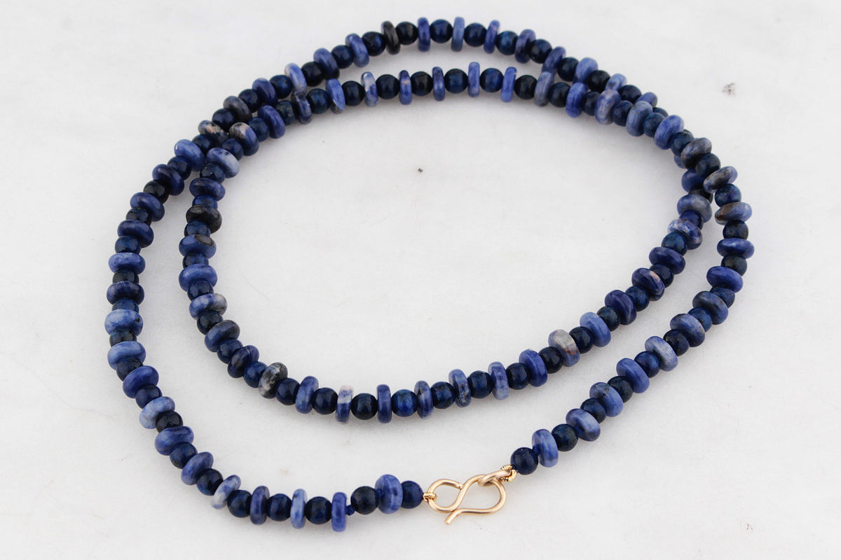 BESPOKE LAPIS LAZULI &amp; SODALITE NECKLACE 9ct GOLD
