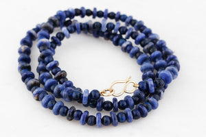 BESPOKE LAPIS LAZULI & SODALITE NECKLACE 9ct GOLD