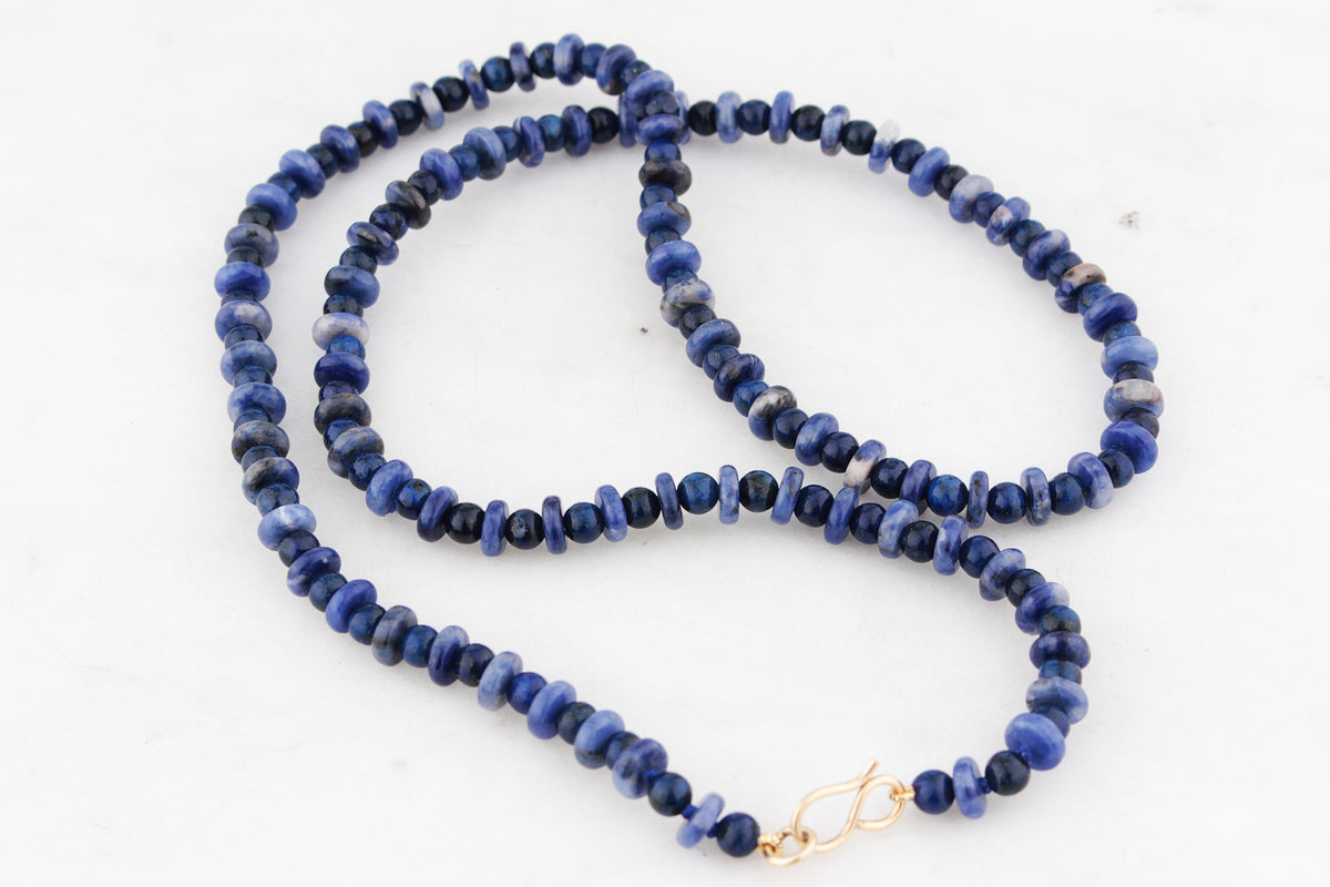 BESPOKE LAPIS LAZULI &amp; SODALITE NECKLACE 9ct GOLD