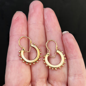 ANTIQUE VICTORIAN 1896  BEAD HOOP EARRINGS 18ct GOLD