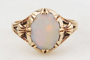 VINTAGE SOLID OPAL RING 9ct GOLD