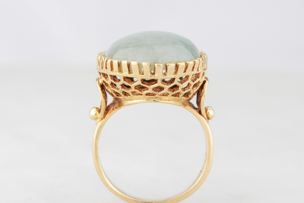 VINTAGE c1940’s 14.40ct JADEITE RING 18ct GOLD