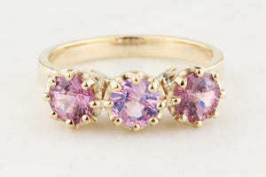 PINK SAPPHIRE TRILOGY RING 9ct GOLD