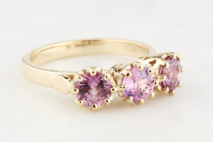 PINK SAPPHIRE TRILOGY RING 9ct GOLD