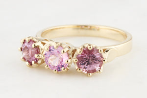 PINK SAPPHIRE TRILOGY RING 9ct GOLD