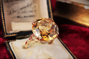 VINTAGE MID-CENTURY 13ct CITRINE RING 9ct GOLD