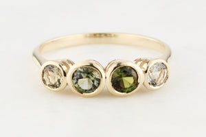 FOUR STONE GREEN SAPPHIRE RING 9ct GOLD