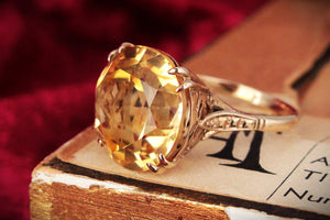 VINTAGE MID-CENTURY 13ct CITRINE RING 9ct GOLD