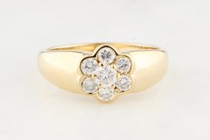 VINTAGE DIAMOND DAISY CLUSTER RING 18ct GOLD