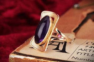MID-CENTURY 1961 AMETHYST RING 9ct GOLD