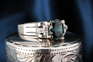 VINTAGE c1940/50 SAPPHIRE & DIAMOND RING 14ct GOLD