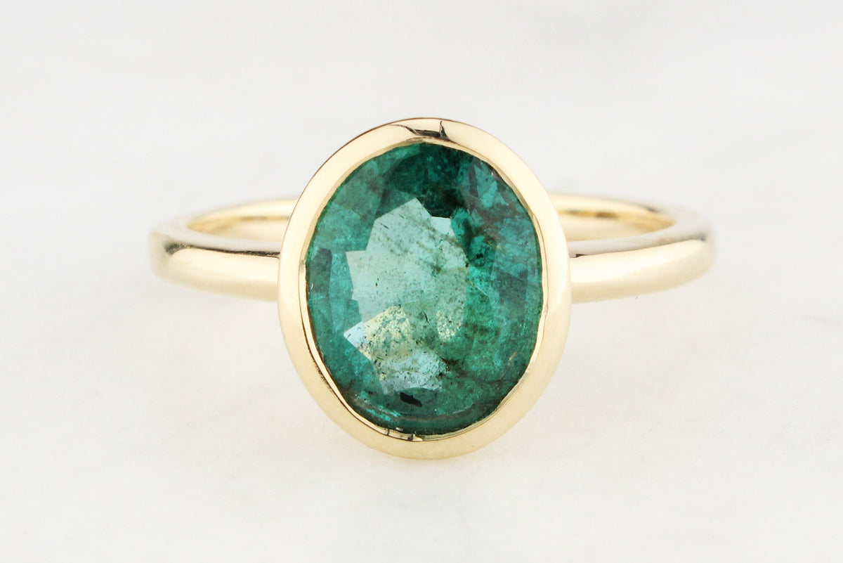 CUSTOM 2.30ct EMERALD RING 10ct GOLD