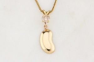 CHAMPAGNE DIAMOND & LUCKY BEAN PENDANT 9ct GOLD