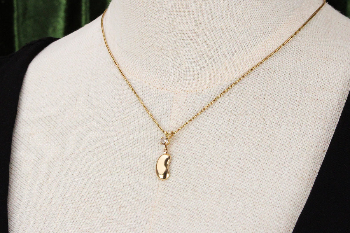CHAMPAGNE DIAMOND &amp; LUCKY BEAN PENDANT 9ct GOLD