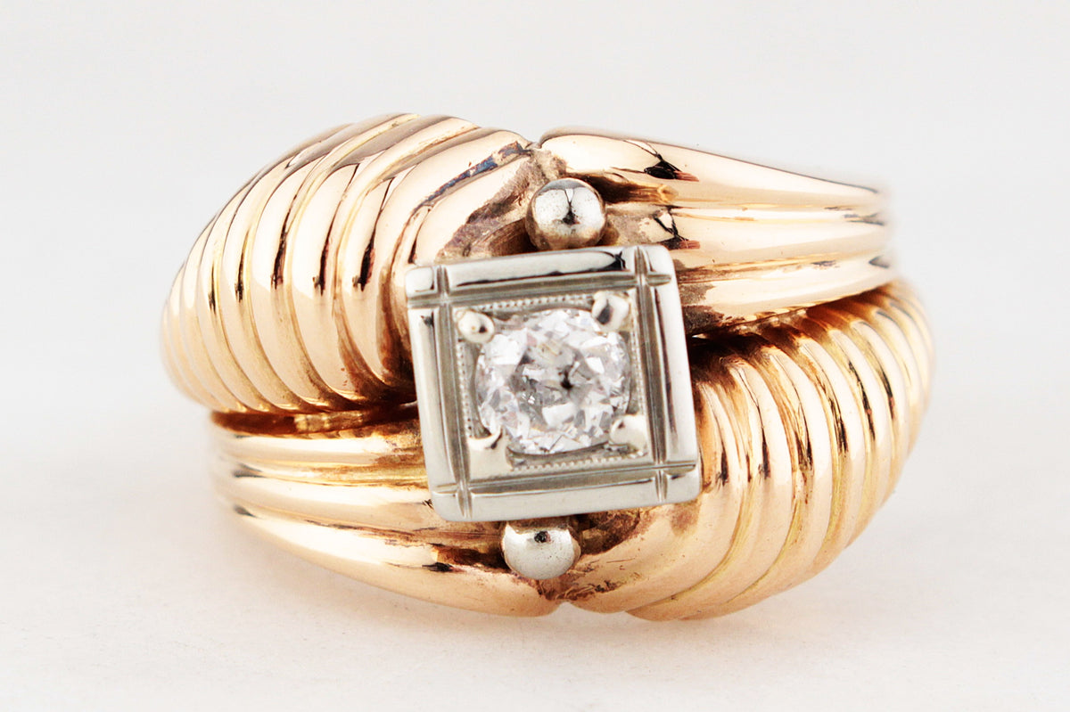 VINTAGE 1940’S DIAMOND TANK RING 18ct GOLD