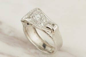 LATE ART DECO ERA, c1930's PLATINUM DIAMOND COCKTAIL RING