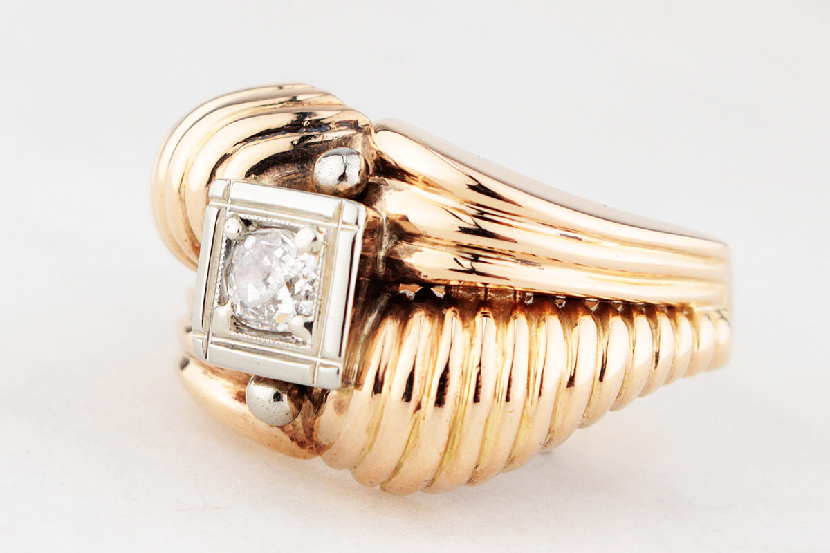 VINTAGE 1940’S DIAMOND TANK RING 18ct GOLD