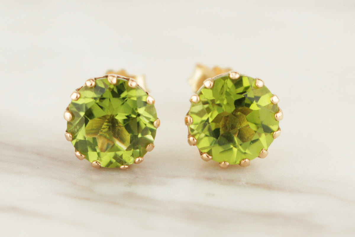 MODERN PERIDOT EAR STUDS 9ct YELLOW GOLD