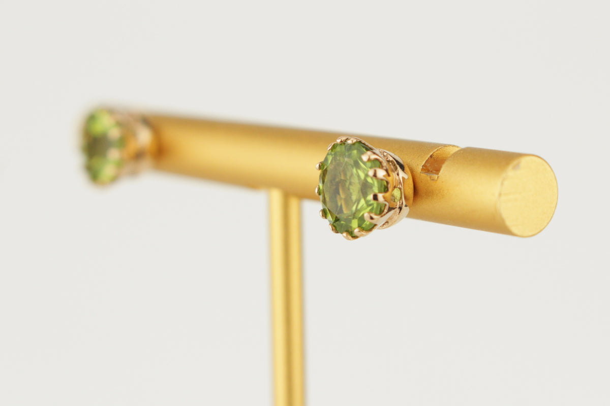 MODERN PERIDOT EAR STUDS 9ct YELLOW GOLD