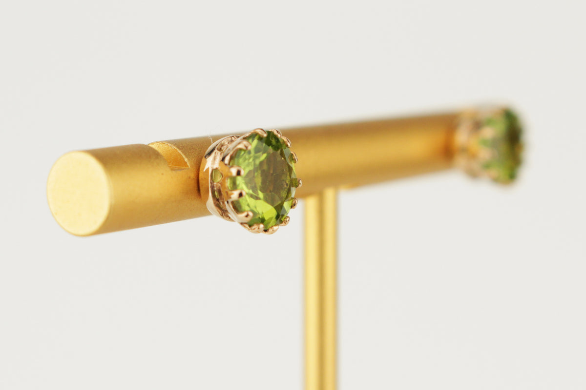 MODERN PERIDOT EAR STUDS 9ct YELLOW GOLD