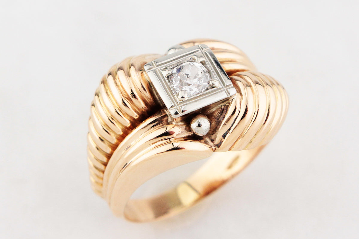 VINTAGE 1940’S DIAMOND TANK RING 18ct GOLD