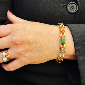 VINTAGE c1940/50 21.76ct MIXED GEM BRACELET 18ct GOLD
