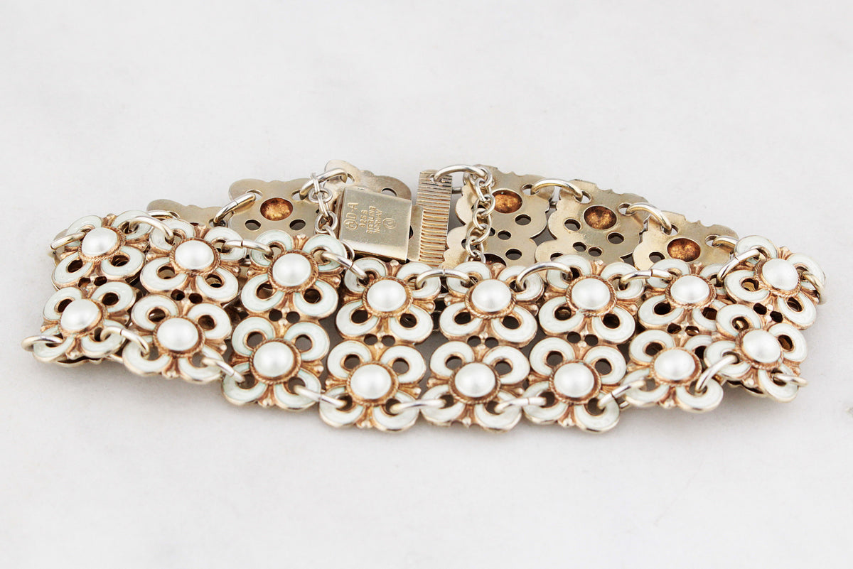 MID-CENTURY STERLING SILVER DAVID ANDERSON ENAMEL BRACELET
